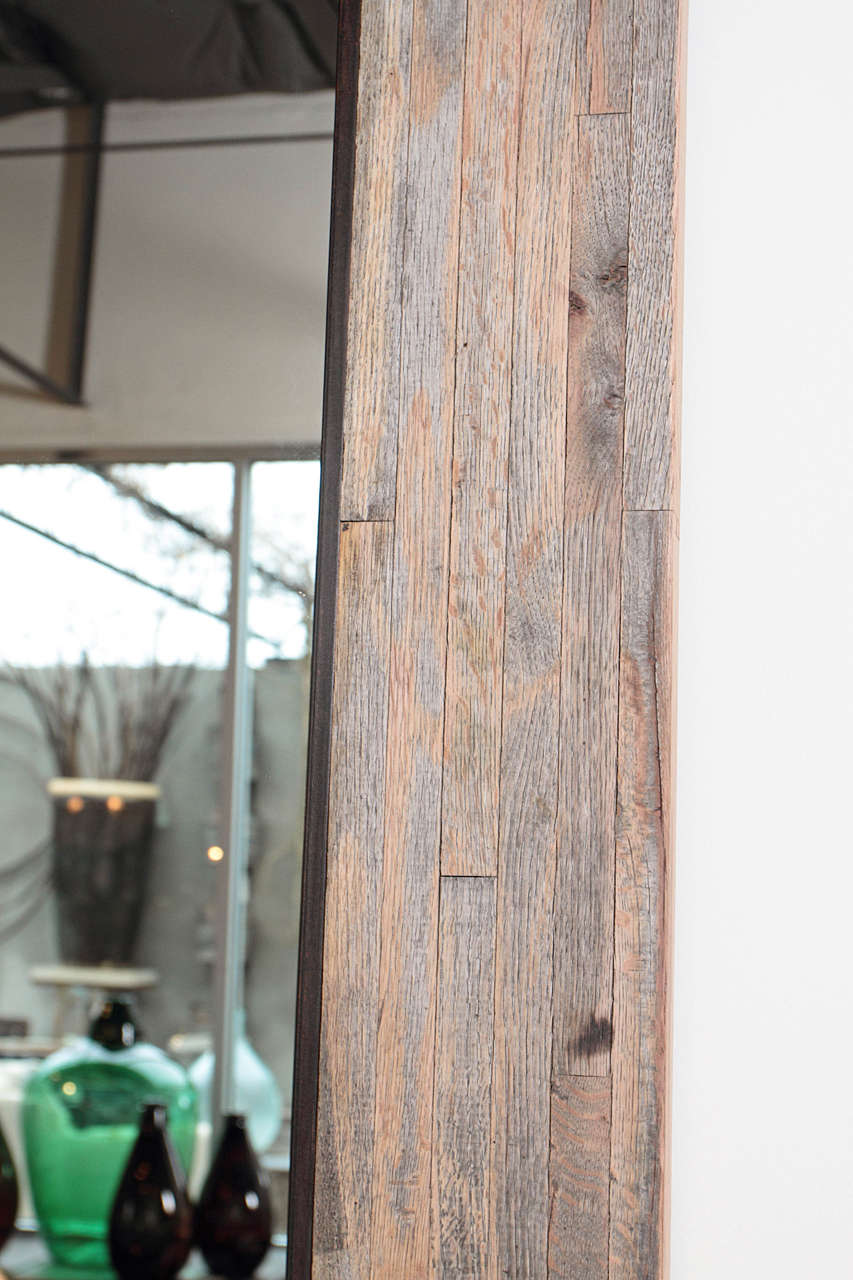 Transitional Large Maple Wood Wall Mirror, (60 sq.) 1