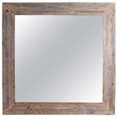 Vintage Transitional Large Maple Wood Wall Mirror, (60 sq.) 