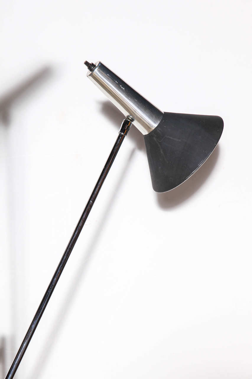 Mid-Century Modern Gino Sarfatti Style Koch & Lowy Articulating Triple Shade Nickel Floor Lamp