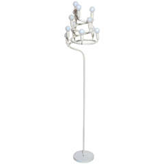 1960's Max Bill Spiral Off White Floor Lamp with Fourteen White Glass Globes 11