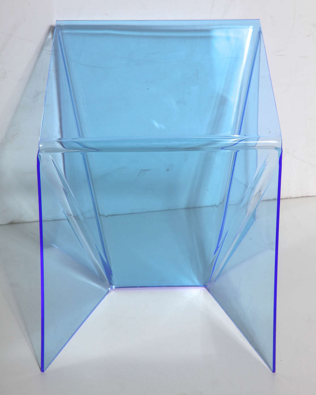 20th Century Pair Neal Small Clear Blue Lucite Op Art 
