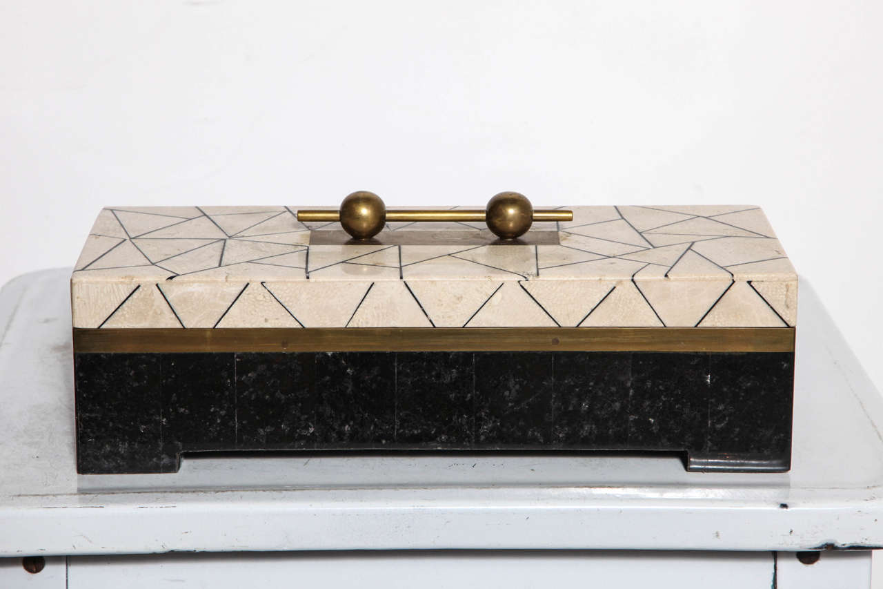 English Modern Maitland-Smith Tessellated Marble Gentlemen's Accessory Box