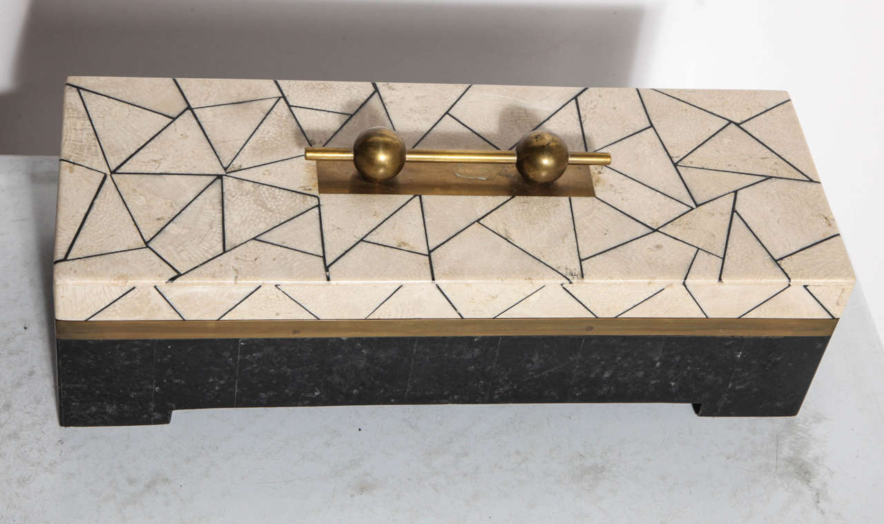 Late 20th Century Modern Maitland-Smith Tessellated Marble Gentlemen's Accessory Box