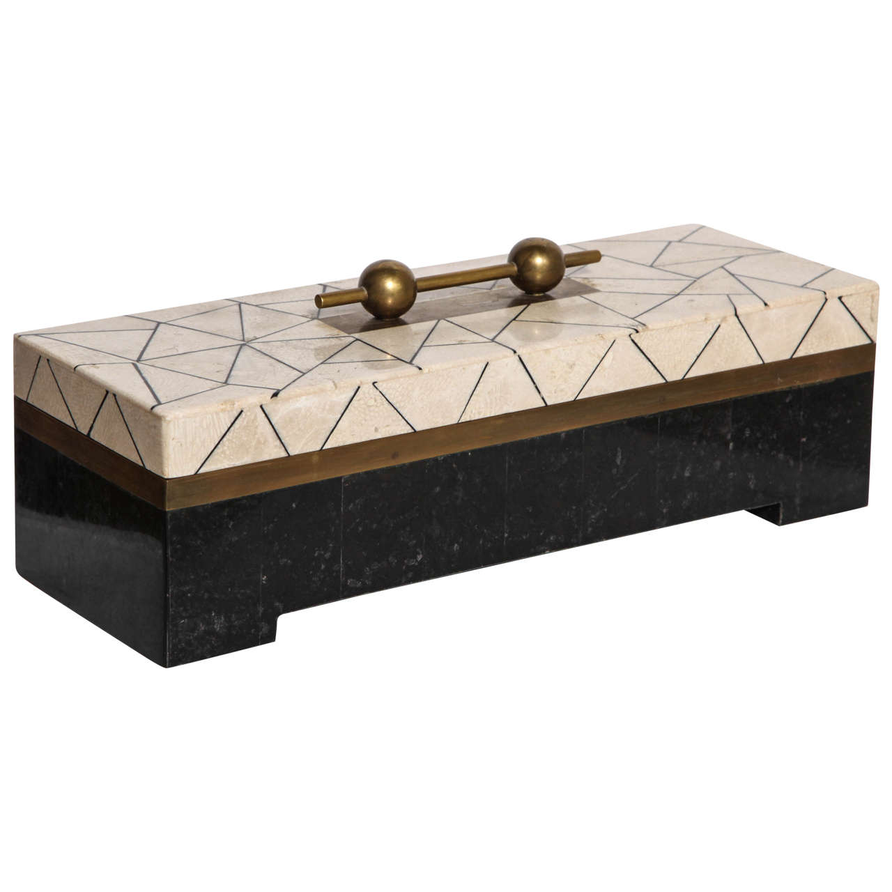 Modern Maitland-Smith Tessellated Marble Gentlemen's Accessory Box