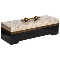 Modern Maitland-Smith Tessellated Marble Gentlemen's Accessory Box