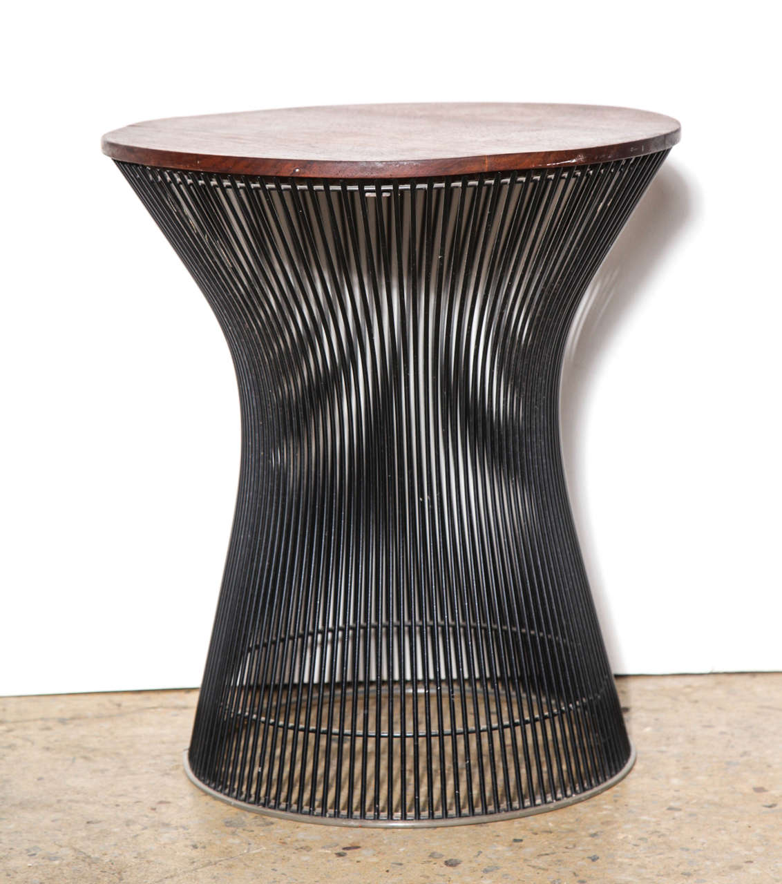classic 1960's Warren Platner for Knoll Side Table or End Table with Black enameled Steel hour glass base (base diameter 13