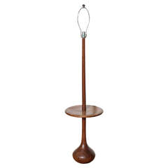 1950's Danish Modern Teak Reading Lamp and Side Table combination