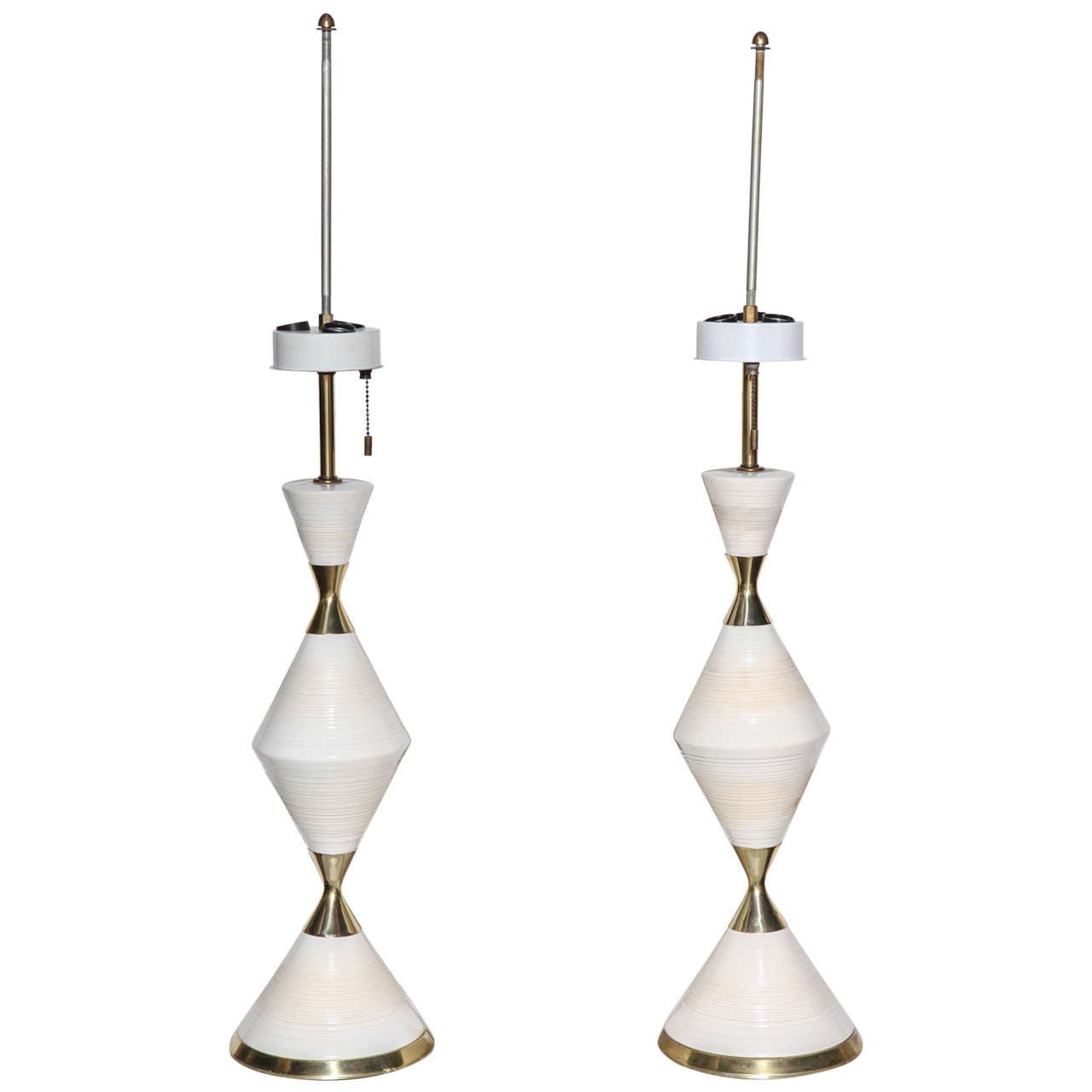 Gerald Thurston Ceramic and Brass Hourglass Table Lamps at 1stdibs