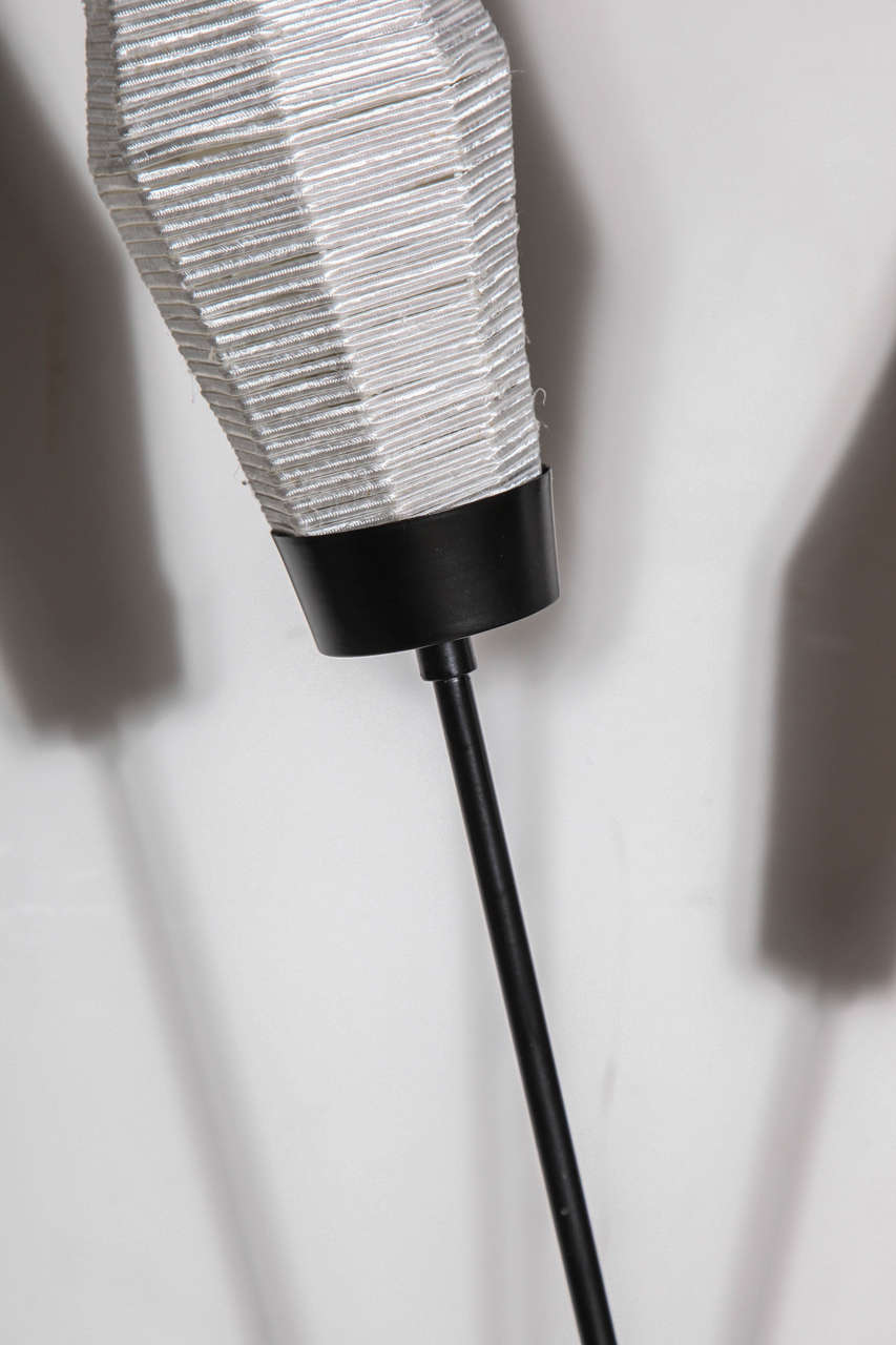 French Modern Black Tripod Floor Lamp with 3 White Bud Shades, 1950s