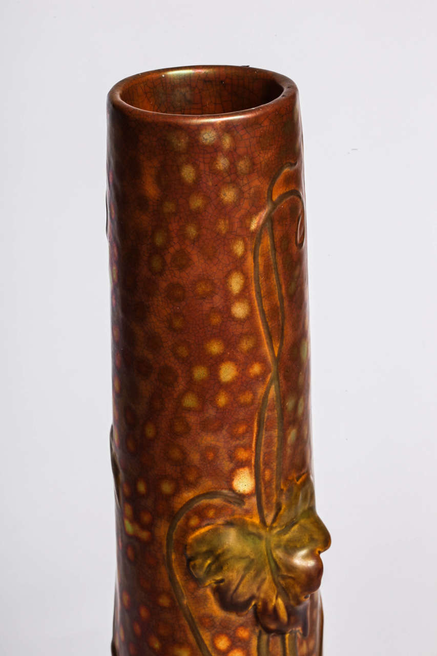 Early 20th Century Zsolnay Art Nouveau Eosin Earthenware Grape Vase, Hungary, circa 1901
