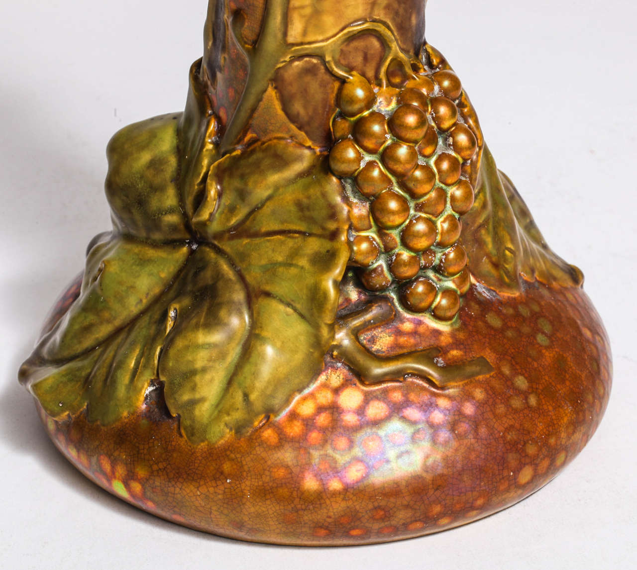 Zsolnay Art Nouveau Eosin Earthenware Grape Vase, Hungary, circa 1901 2