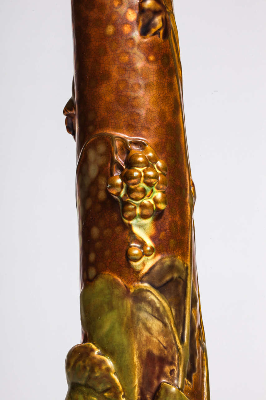Zsolnay Art Nouveau Eosin Earthenware Grape Vase, Hungary, circa 1901 4