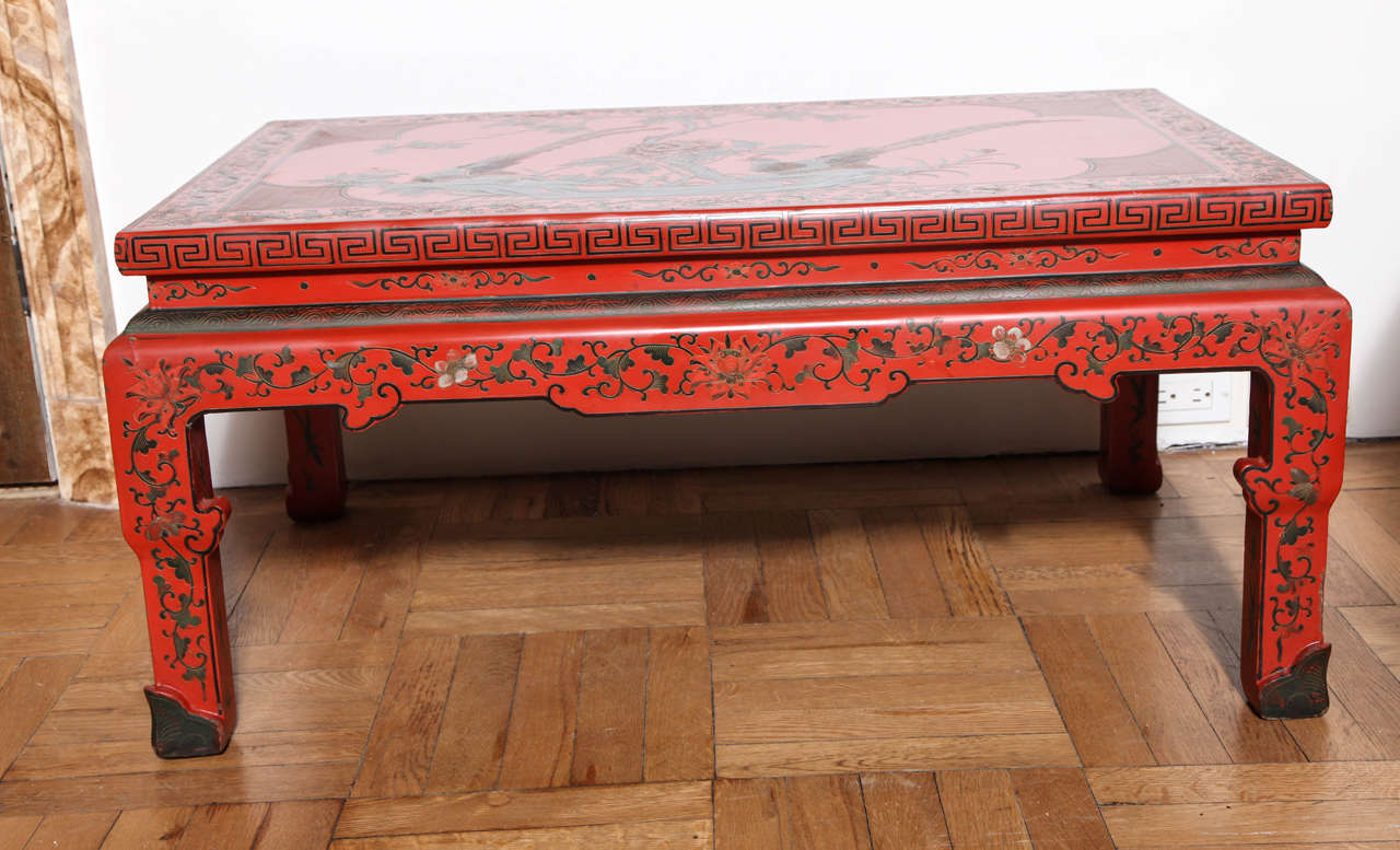 Pair of Carved and Chinoiserie Decorated Lacquer Low Tables, France circa 1920 4