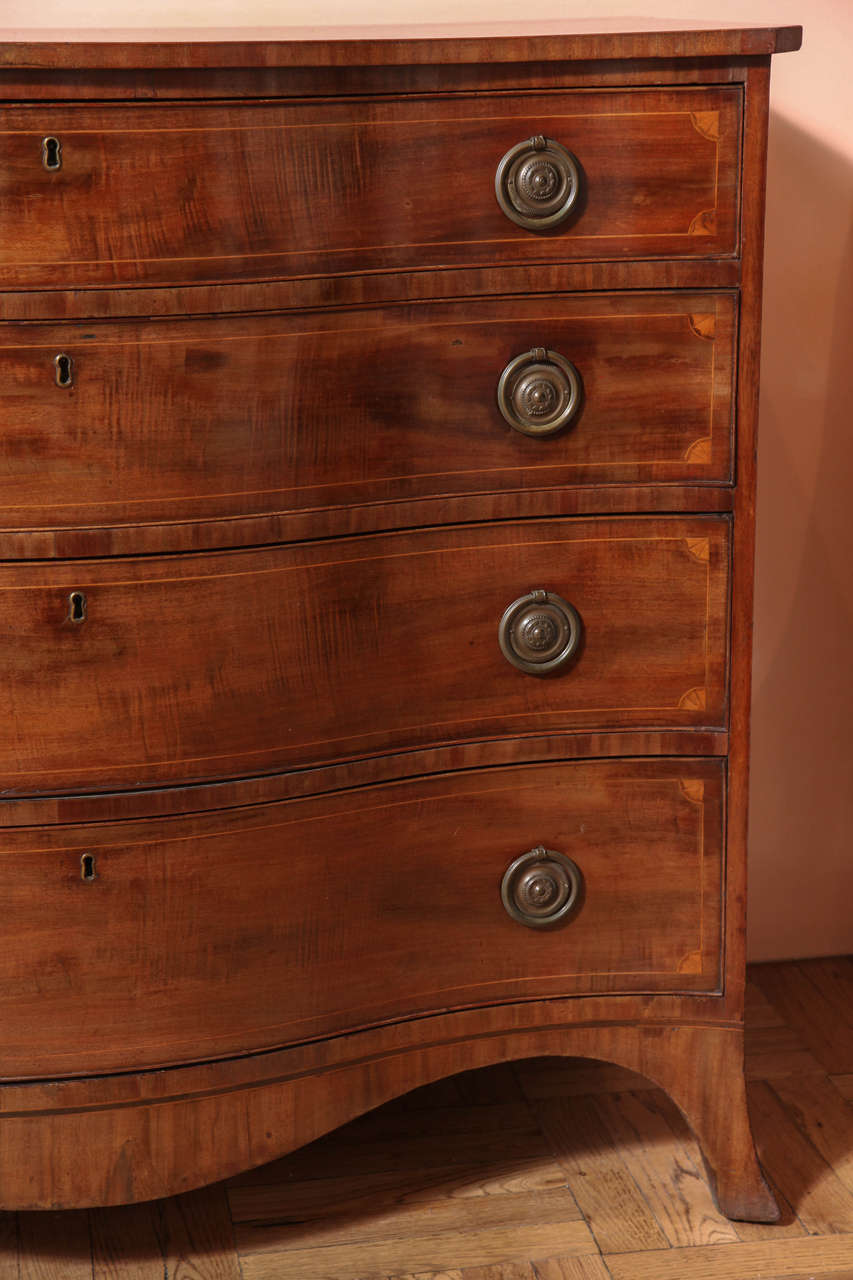 Federal Hepplewhite Four-Drawer Chest in Mahogany with Serpentine Front, circa 1800
