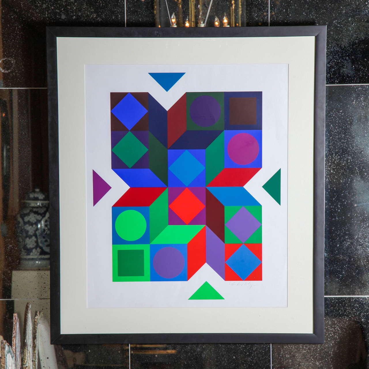 French A Signed Lithograph by Victor Vasarely For Sale