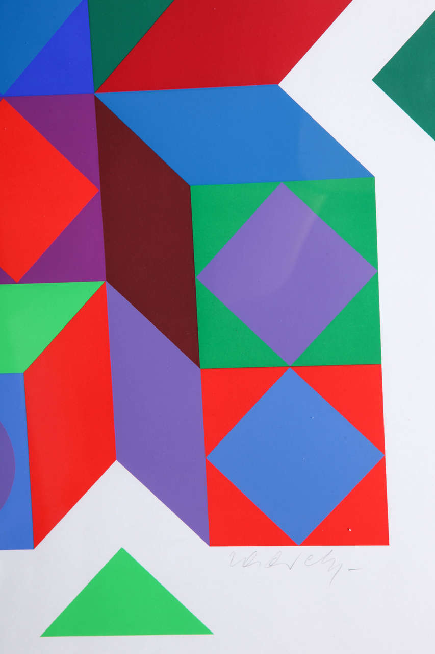 20th Century A Signed Lithograph by Victor Vasarely For Sale
