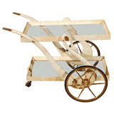 Aldo Tura tea/ bar cart in goatskin parchment Swan