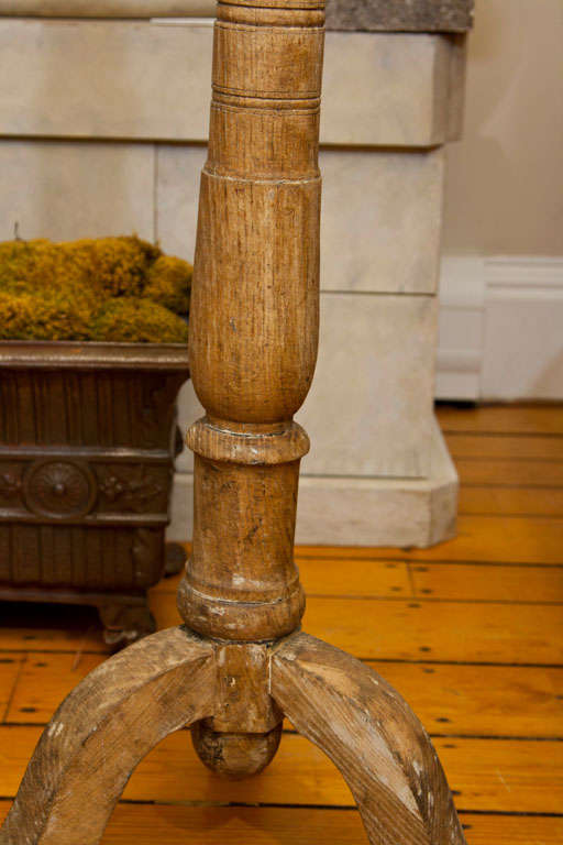 Bold 18th Century French Scraped Oak Standing Candelabrum For Sale 1