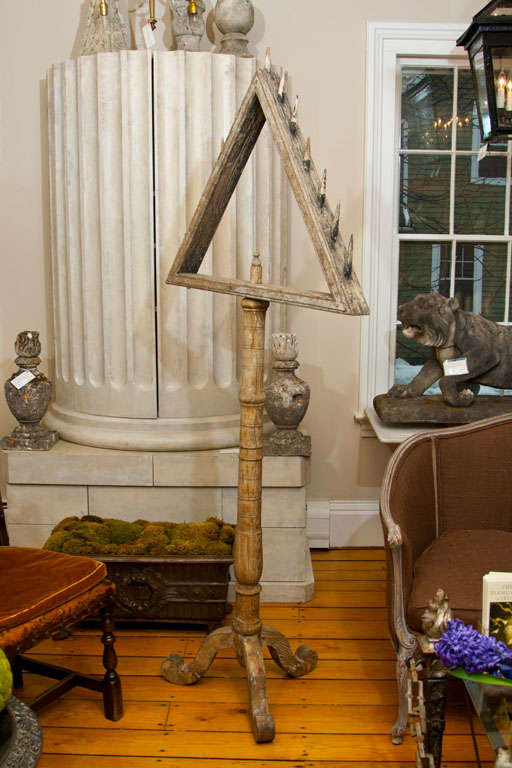 Bold 18th Century French Scraped Oak Standing Candelabrum For Sale 5