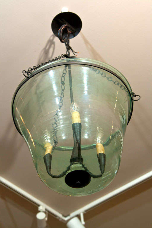 French 19th Century Handblown Garden Cloche Lighting Fixture In Excellent Condition In Woodbury, CT