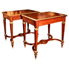 19thc  Louis XVI Kingwood and bronze inlayed parquetry tables