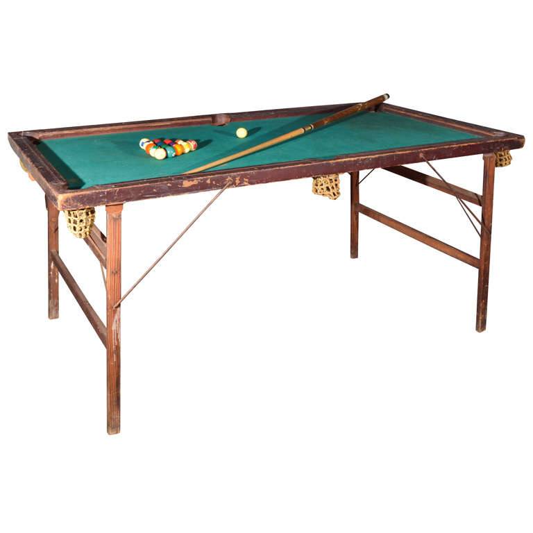 Folding Pool Table with Rope Pockets