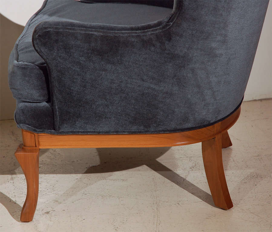 Pair of Wing Back Chairs in Mohair 1