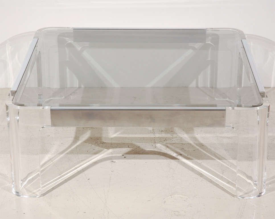 Lucite And Glass Coffee Table