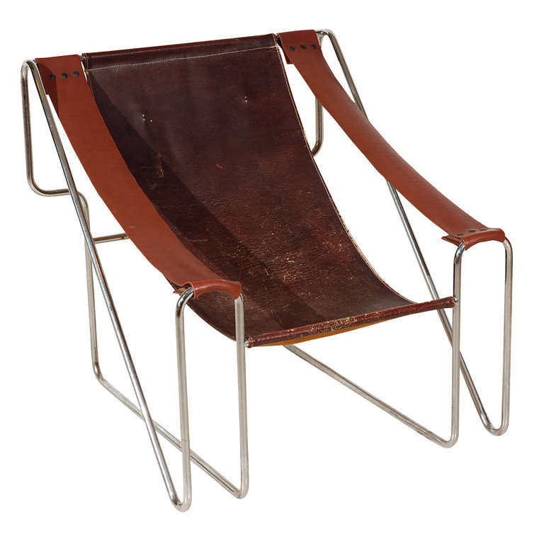 Italian Leather Sling Back Chair