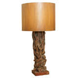 Fabulous Grand Carved Wooden Lamp By James Mont