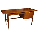 Streamlined walnut desk, mfg. Drexel