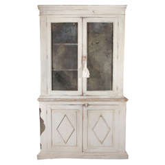 Painted, Italian Two-Part Cabinet