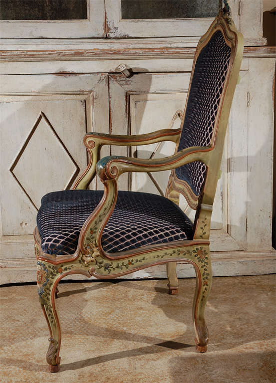 Hand-Carved Set of Two, Antique Venetian Armchairs For Sale