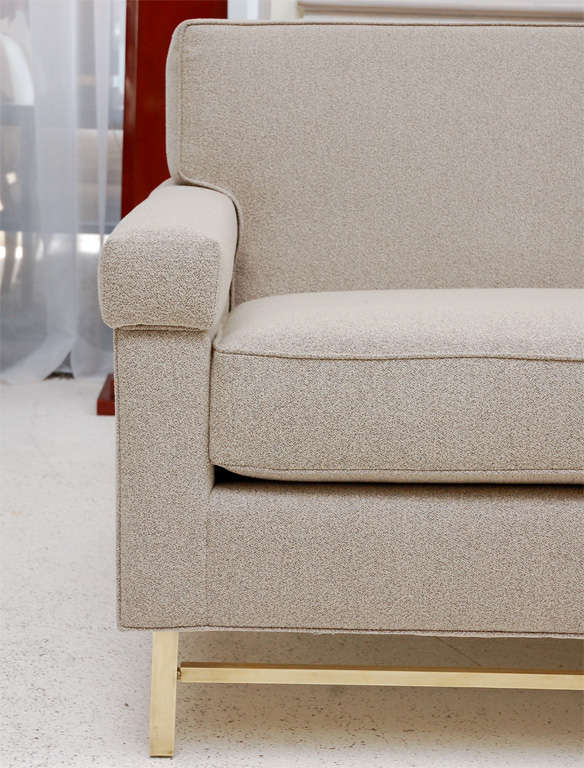 Mid-20th Century Elegant 9' Sofa on Brass Base