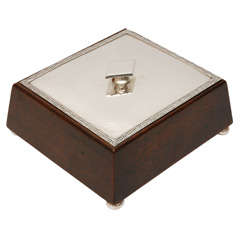 Antique Art Deco Walnut and Sterling Silver Box