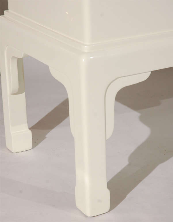 Cream Lacquered Chest on Stand