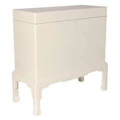 Cream Lacquered Chest on Stand