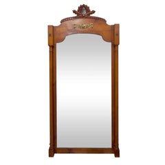Elegant Full-Length Walnut 19th Century French Dressing Mirror