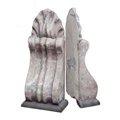 Pair of Grey-Pink Marble Acanthus Corbel Bookends