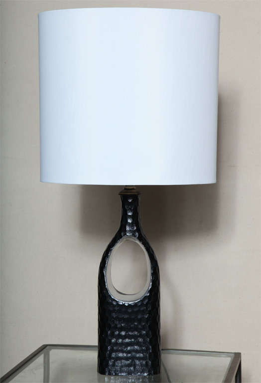 Pair of Hammered Bronze Finish and Nickel Lamps
