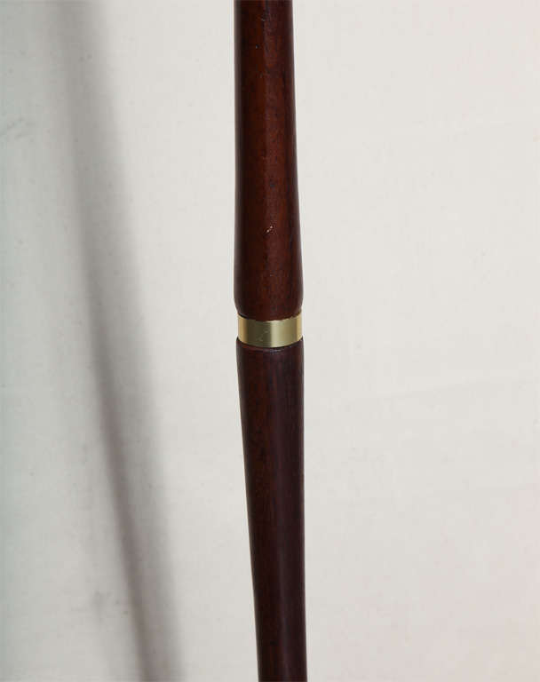 Mid Century Walnut Floor Lamp In Excellent Condition In Valley Stream, NY