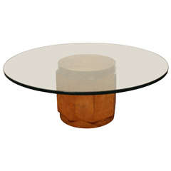 Glass Top Pedestal Cocktail Table by Edward Wormley for Dunbar