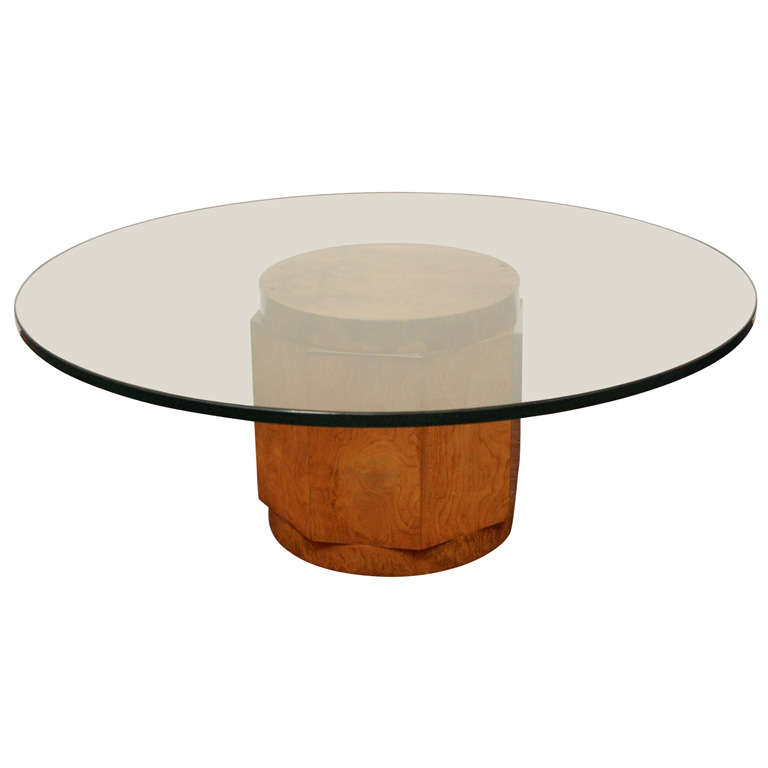Glass Top Pedestal Cocktail Table by Edward Wormley for Dunbar