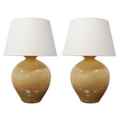 Pair of Oversized Custom Ceramic Lamps