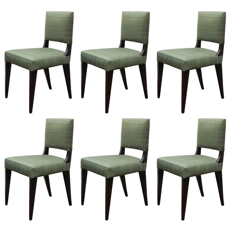 Set of Six Custom Dining Chairs Upholstered in Horsehair at 1stDibs