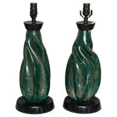 Pair of French Eglomisé  Glass Lamps