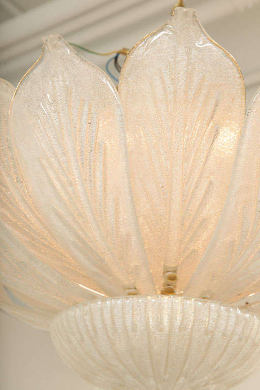20th Century Barovier Style Italian Murano Glass Leaf Chandelier