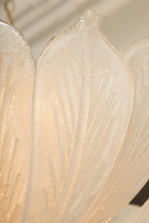 Barovier Style Italian Murano Glass Leaf Chandelier 2