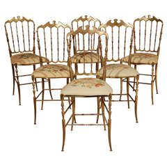 Vintage Set Of 6 Chiavari Dining Chairs