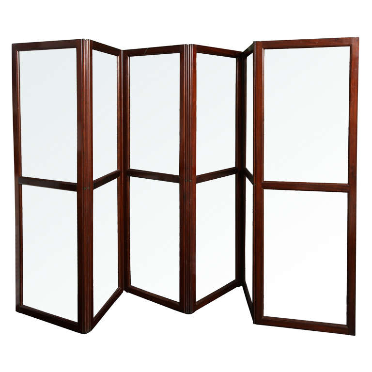 19th Century English Mahogany and Glass Six Panel Screen For Sale